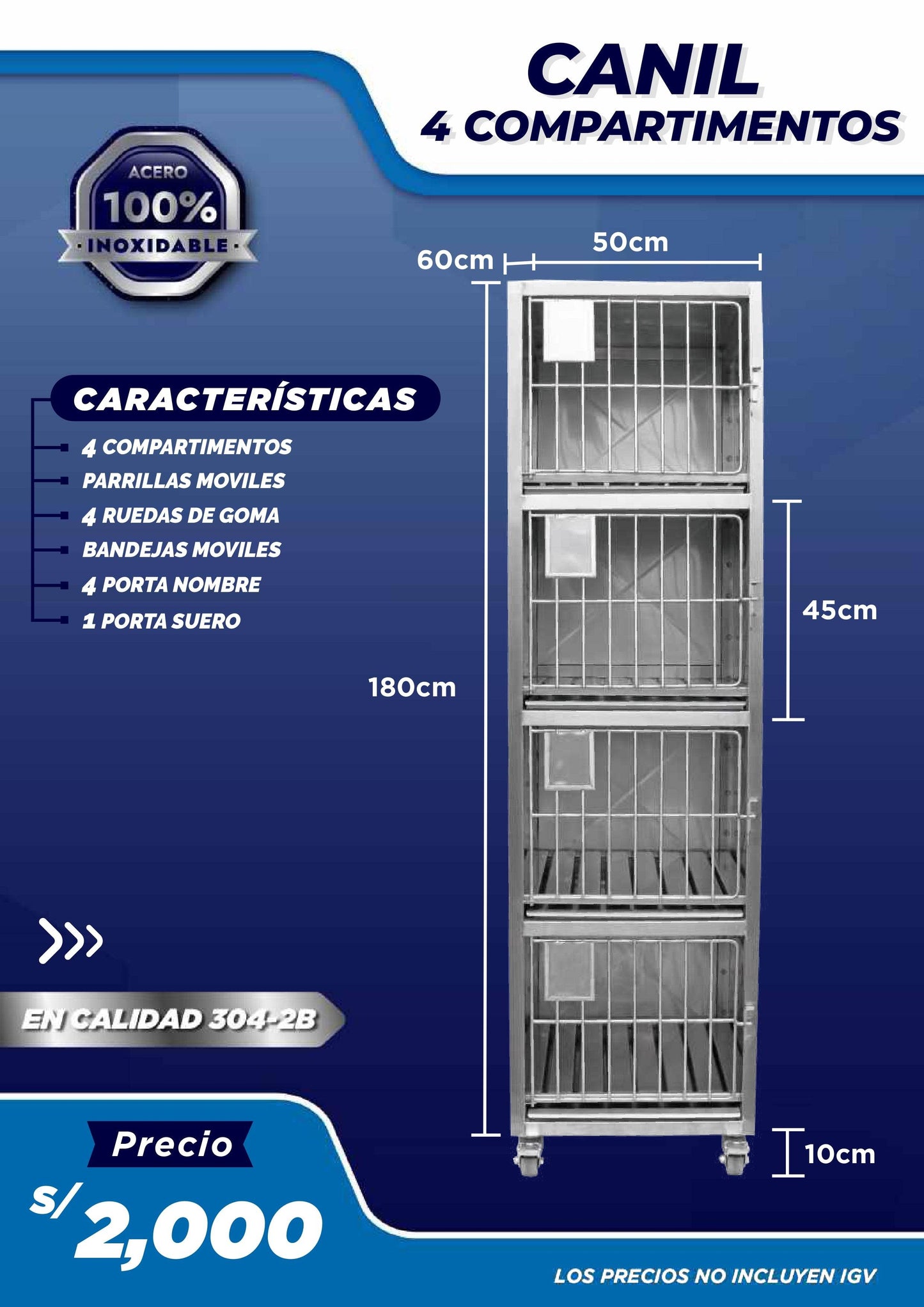 Canil de 4 Compartimientos - LM Inoxidables