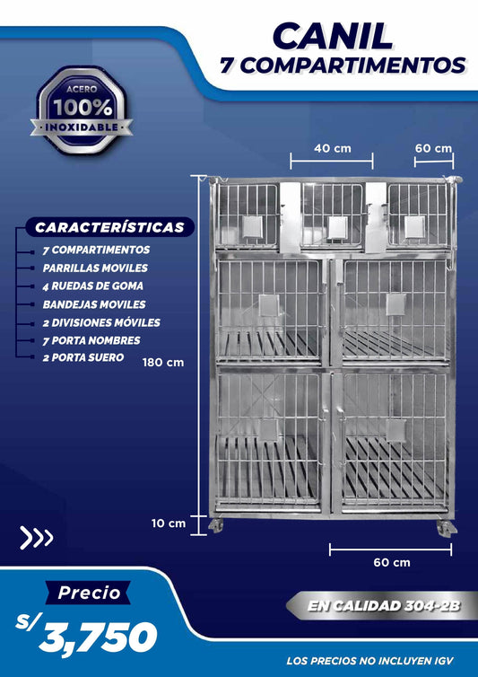 Canil de 7 Compartimientos Vertical - LM Inoxidables
