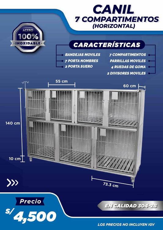 Canil de 7 Compartimientos Horizontal - LM Inoxidables