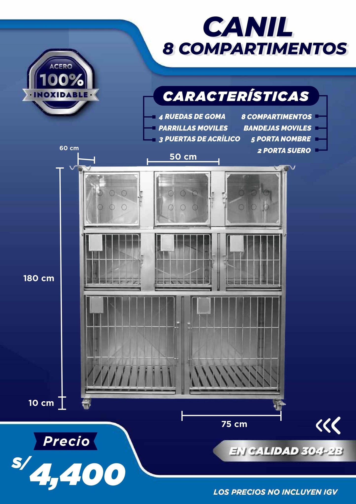 Canil de 8 Compartimientos – Modelo 2 - LM Inoxidables