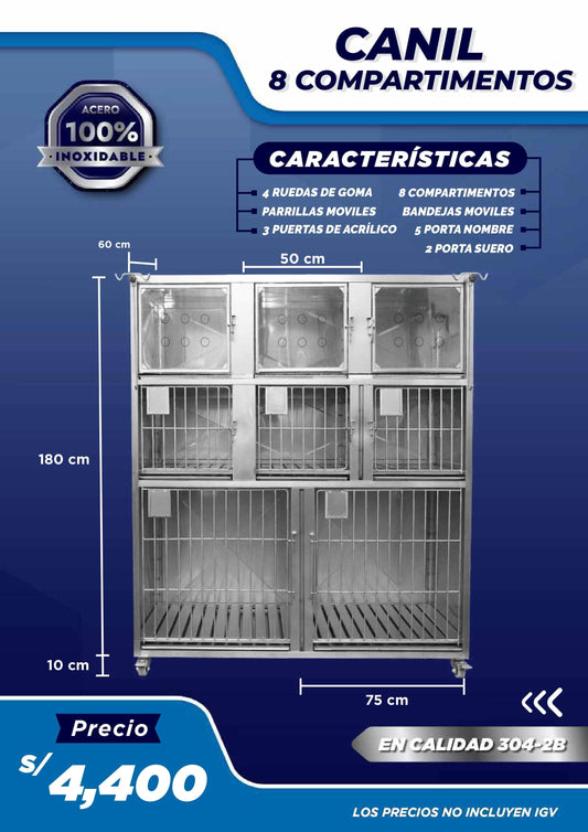 Canil de 8 Compartimientos – Modelo 2 - LM Inoxidables
