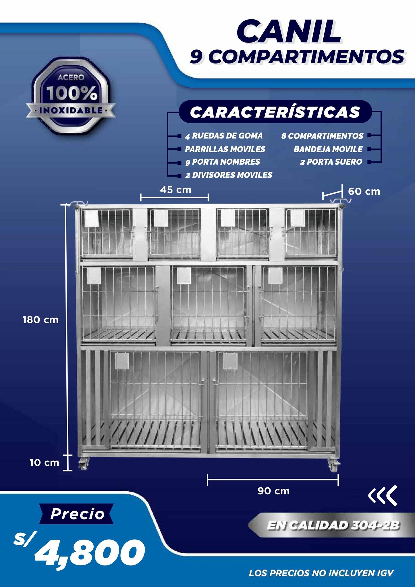 Canil de 9 compartimientos - LM Inoxidables