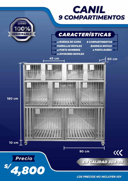 Canil de 9 compartimientos - LM Inoxidables