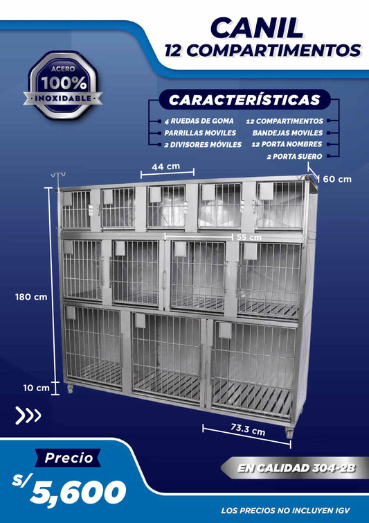 Canil de 12 compartimientos - LM Inoxidables