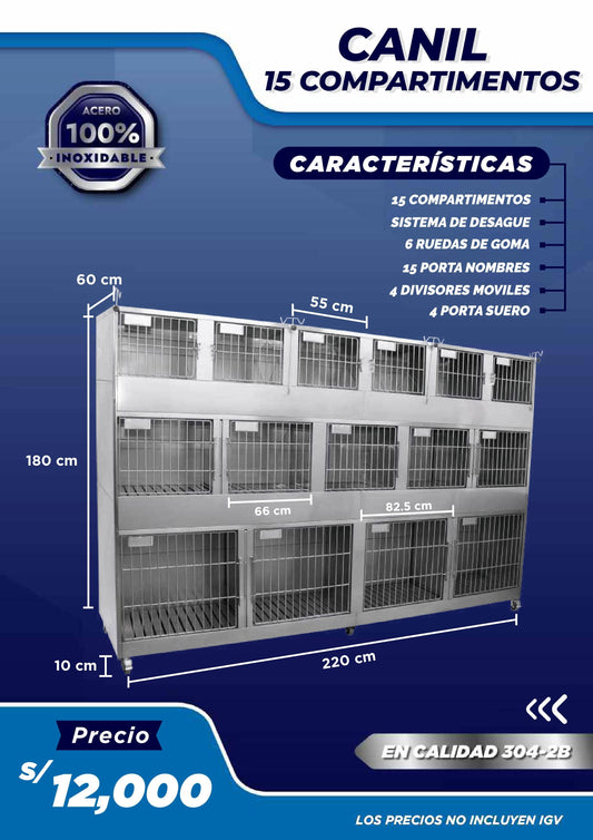 Canil de 15 compartimientos - LM Inoxidables