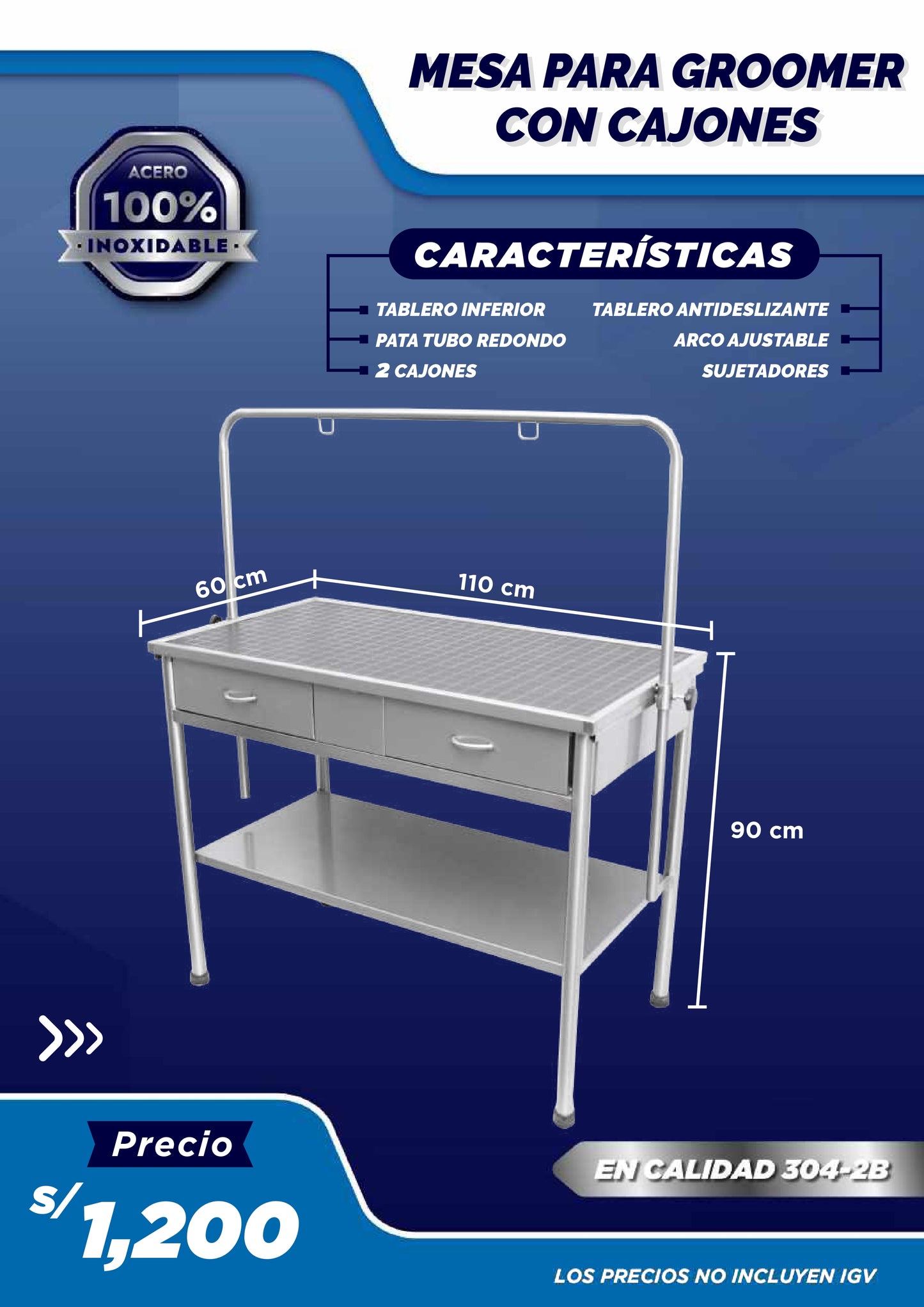 Mesa para Groomer con Cajones