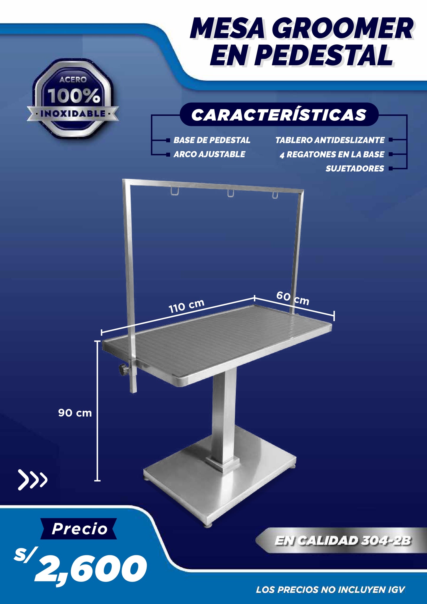 Mesa Groomer en Pedestal
