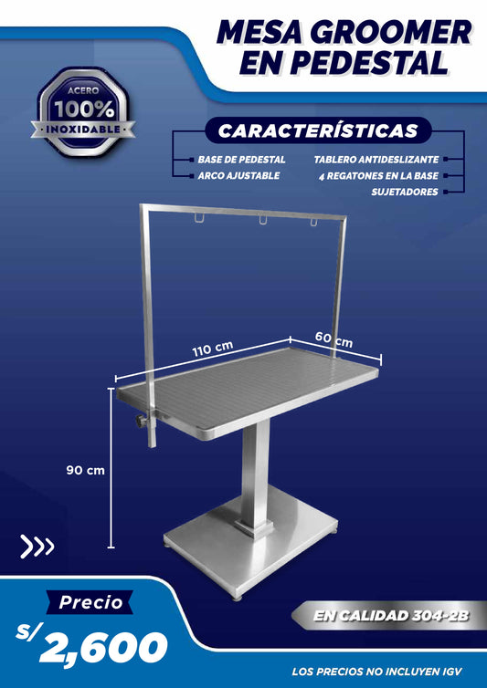 Mesa Groomer en Pedestal