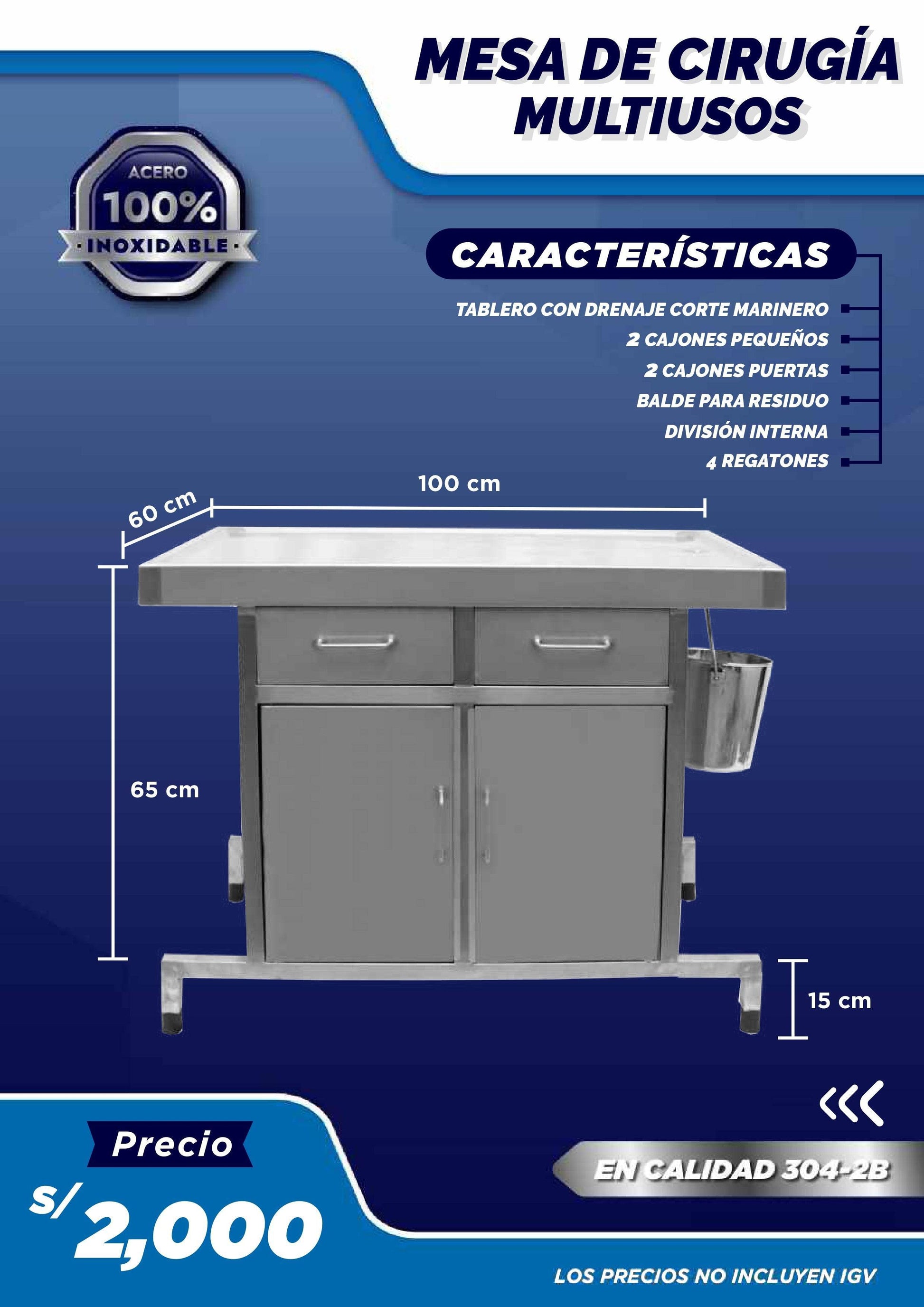 Mesa de Cirugía Multiusos - LM Inoxidables