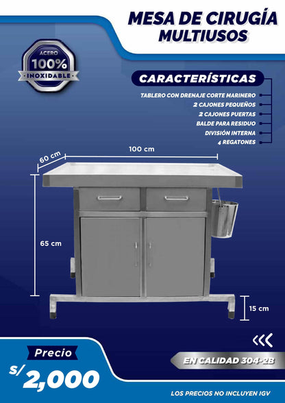 Mesa de Cirugía Multiusos - LM Inoxidables