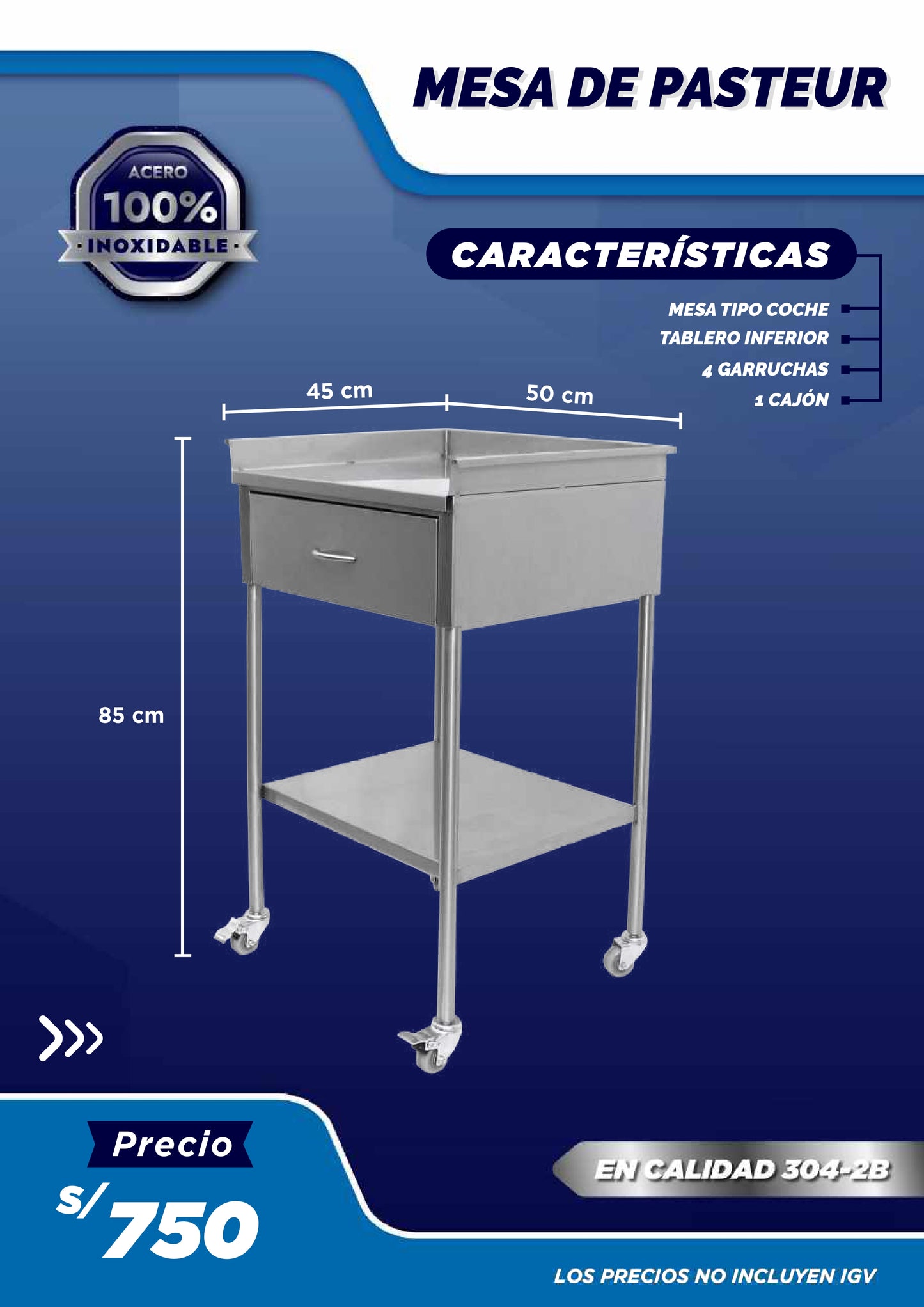 Mesa Pasteur con Cajón