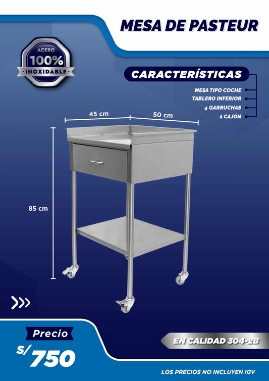 Mesa Pasteur con Cajón