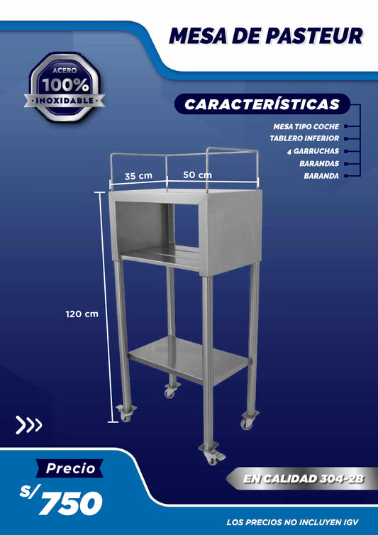 Mesa Pasteur 3 Niveles Semi-Cubierta