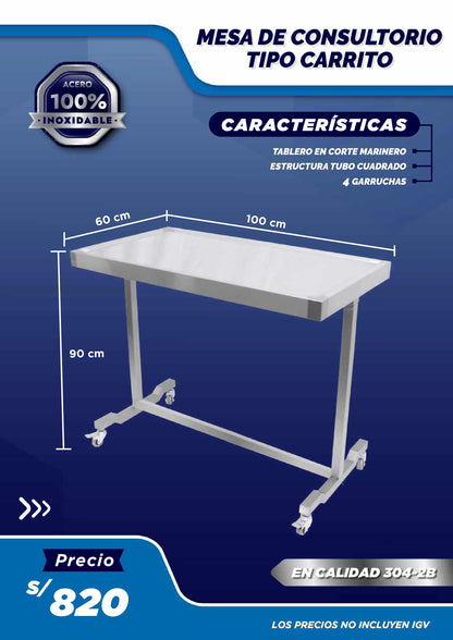 Mesa para Consultorio tipo Carrito