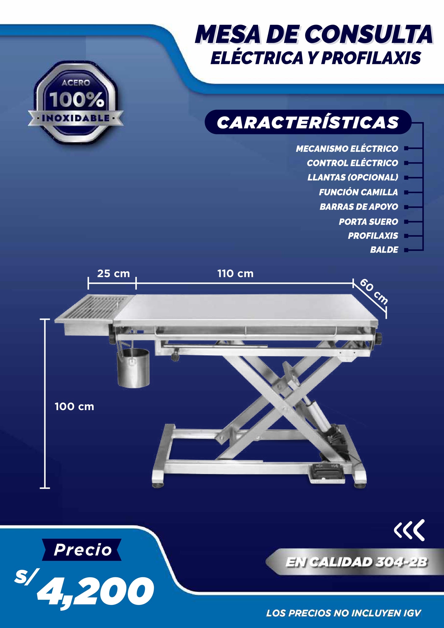 Mesa de Consulta Eléctrica con Profilaxis