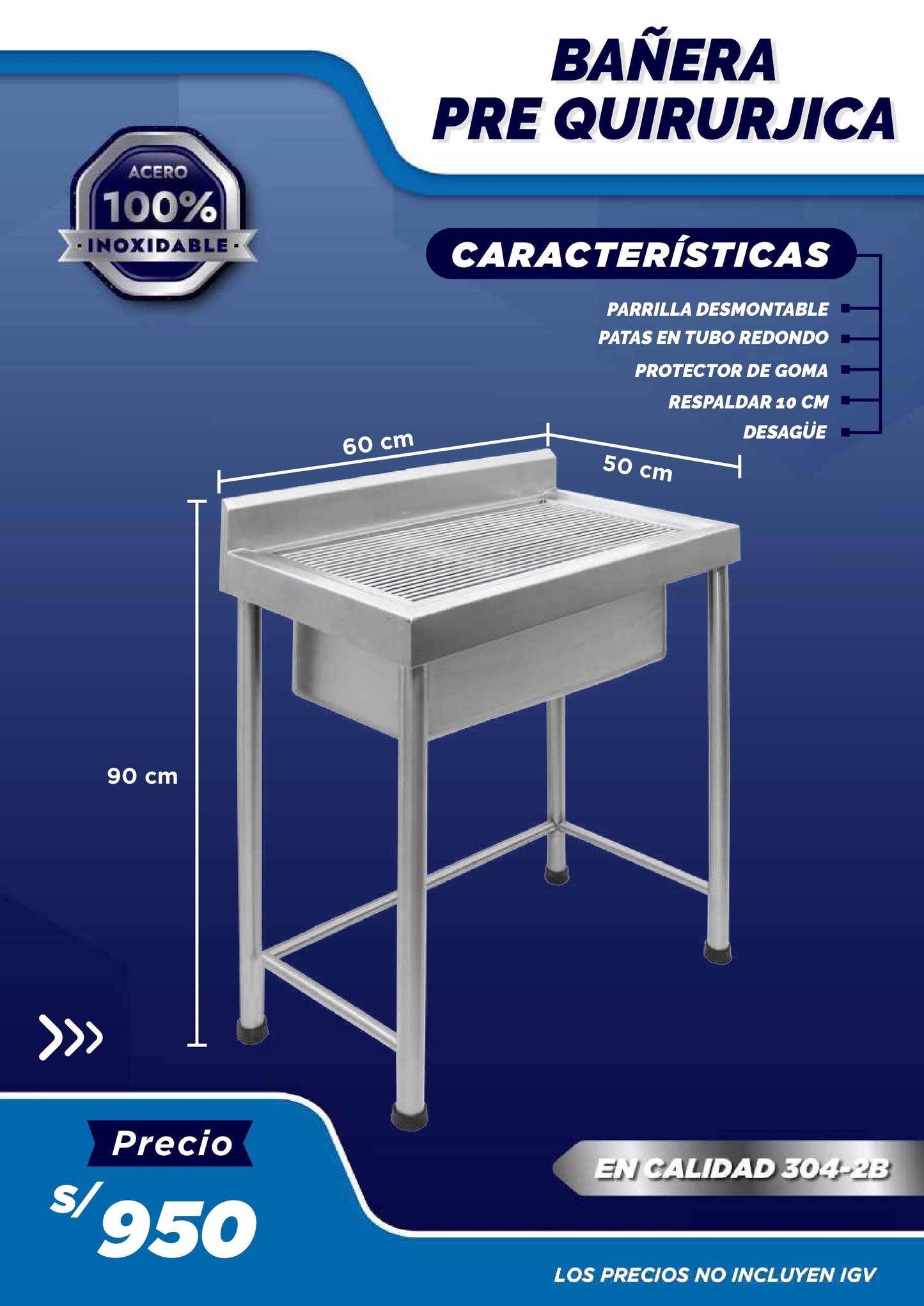 Bañera Pre-Quirúrgica - LM Inoxidables