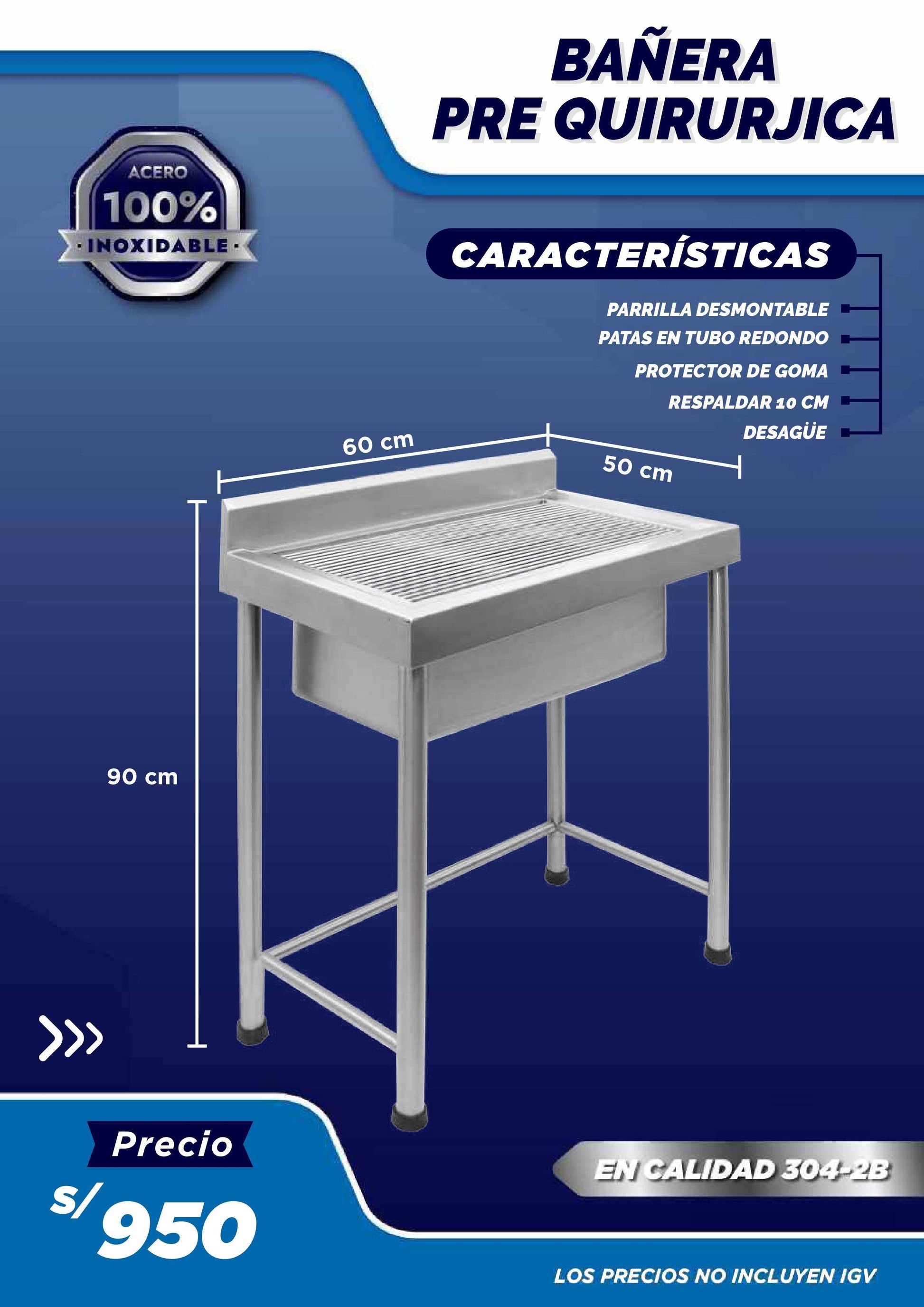 Bañera Pre-Quirúrgica - LM Inoxidables