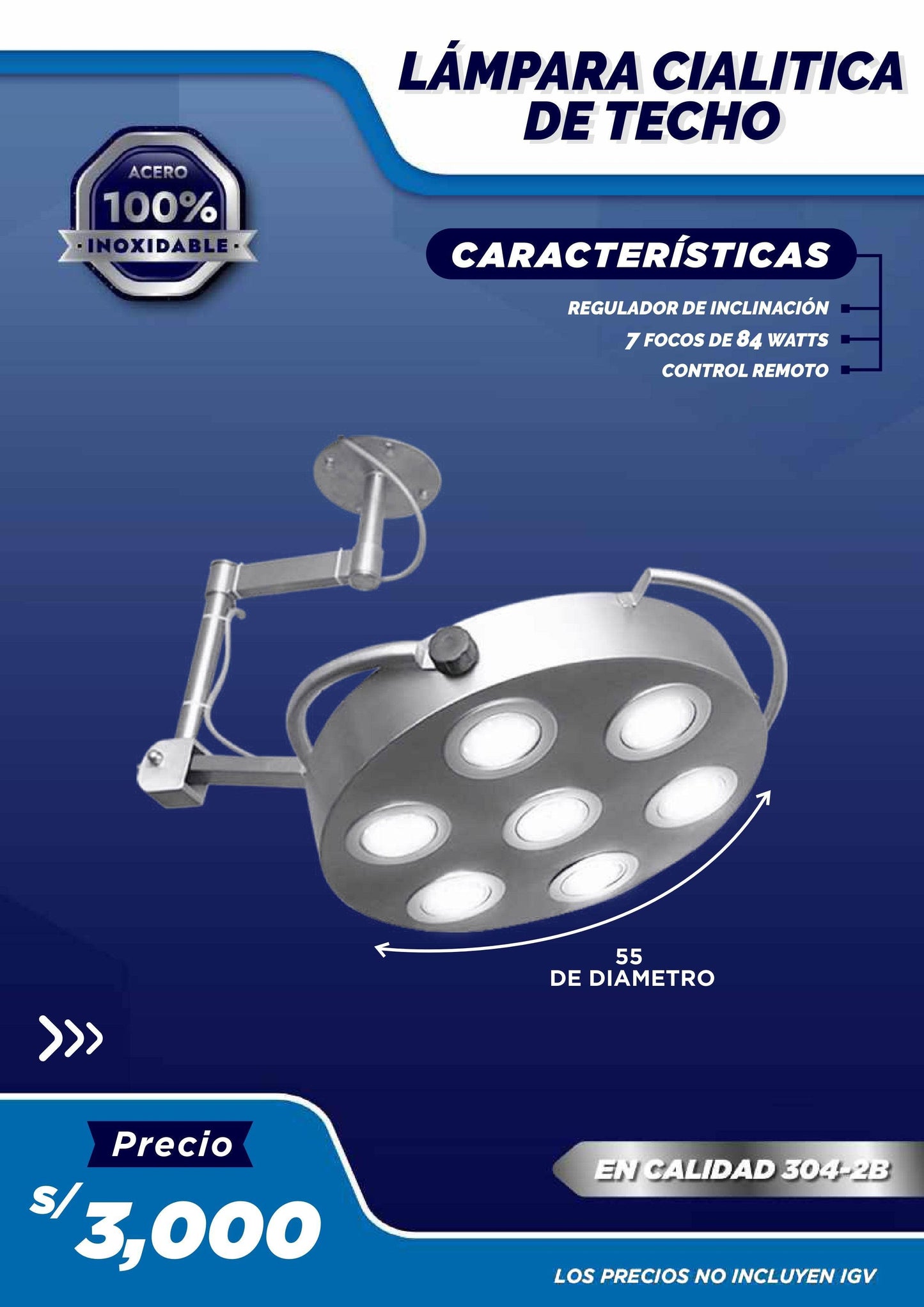 Lámpara Cialítica de Techo - LM Inoxidables