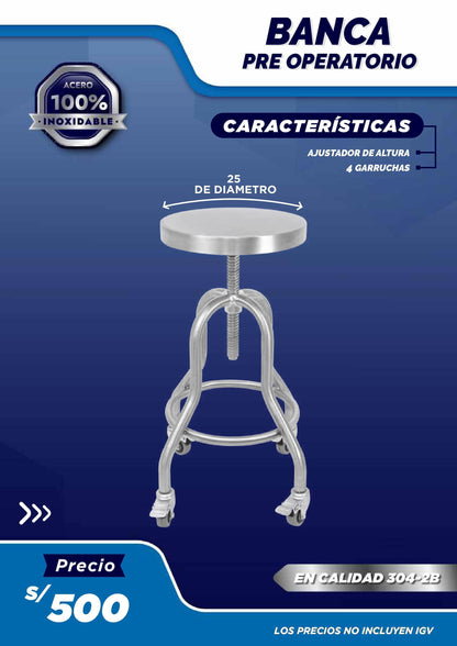 Banca Pre Operatorio - LM Inoxidables