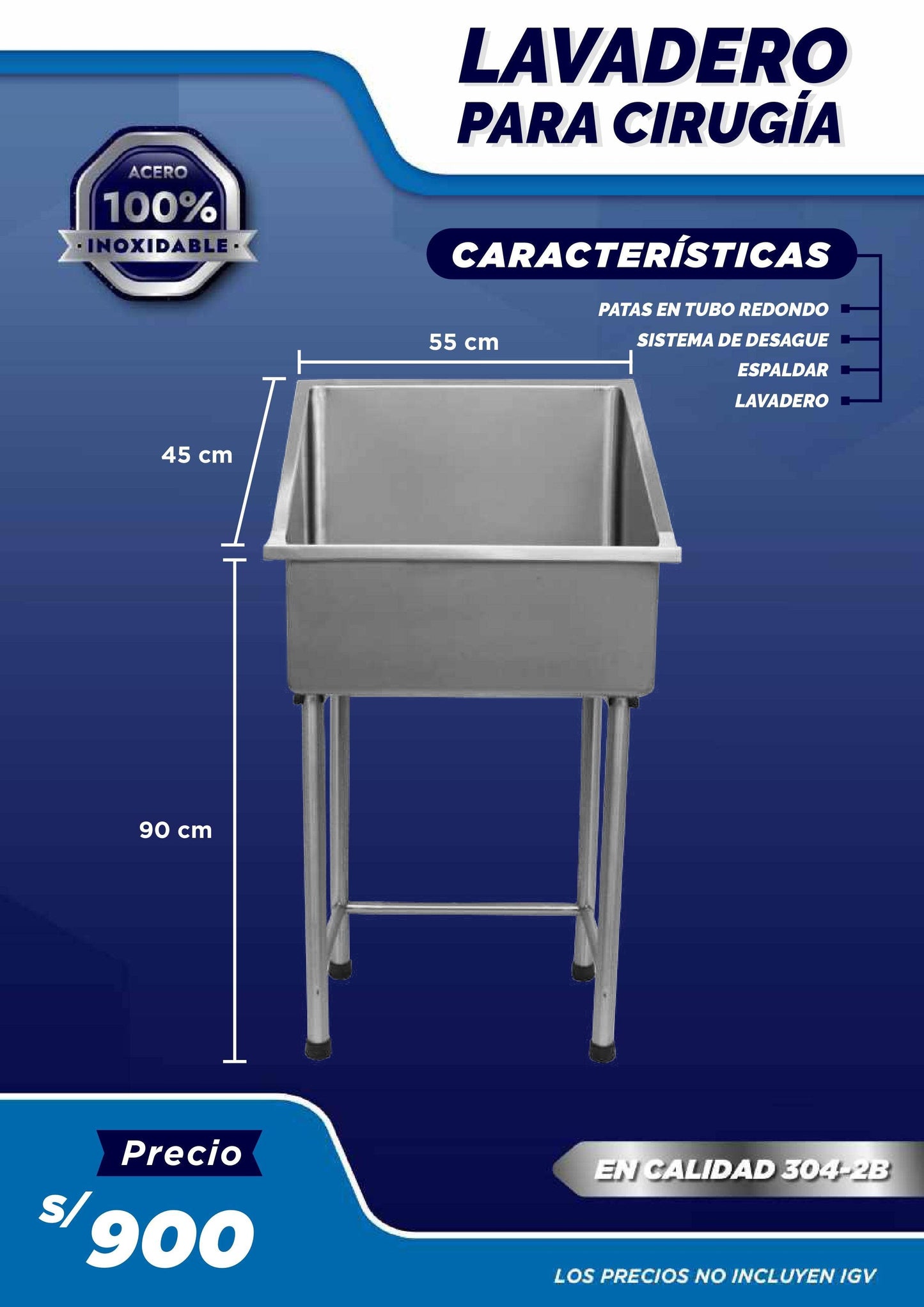 Bañera Tipo Lavadero para Cirugía - LM Inoxidables