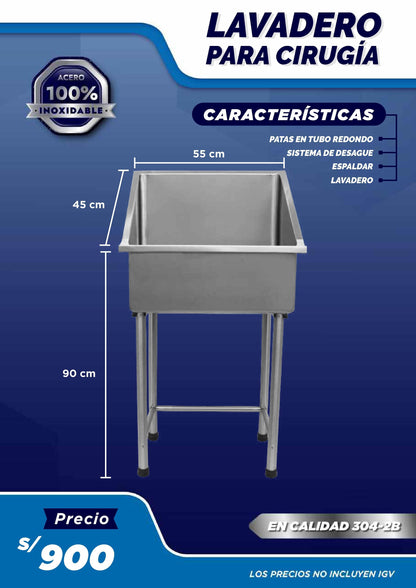 Bañera Tipo Lavadero para Cirugía - LM Inoxidables