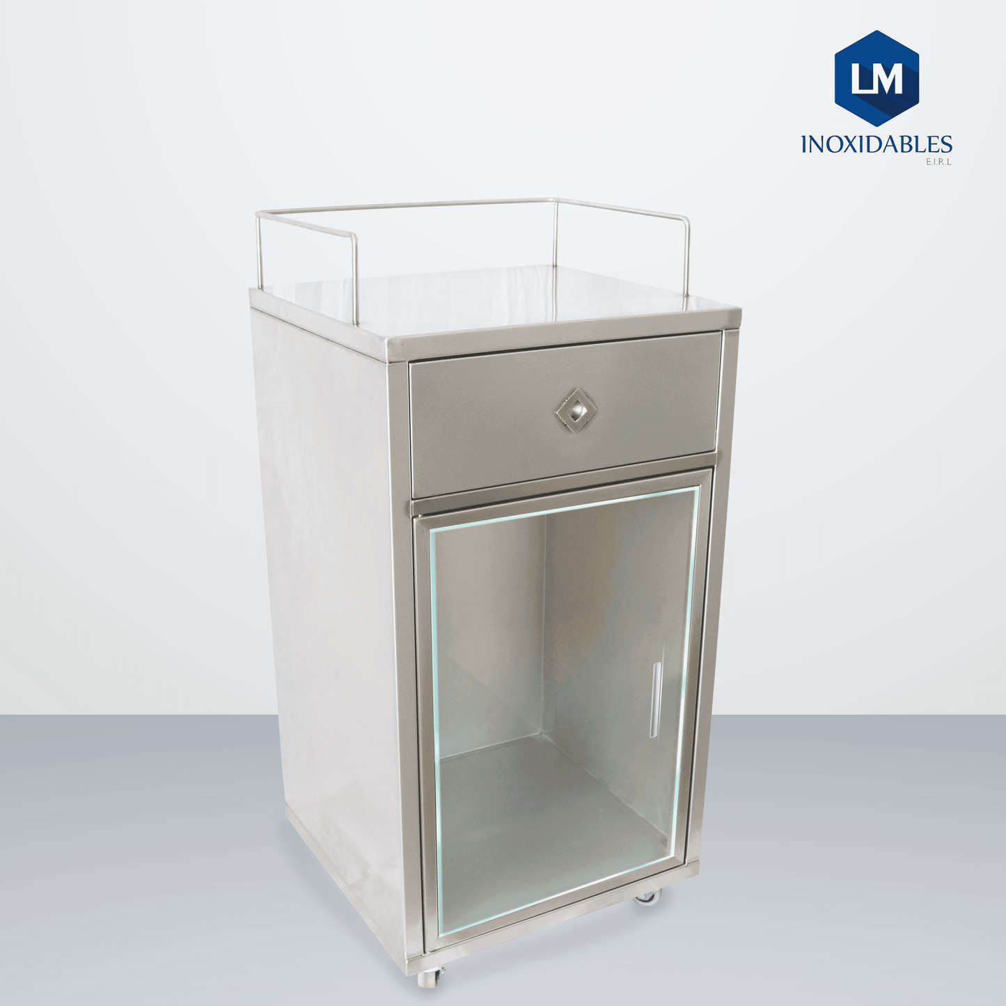 Mesa con Vitrina y Cajón - LM Inoxidables