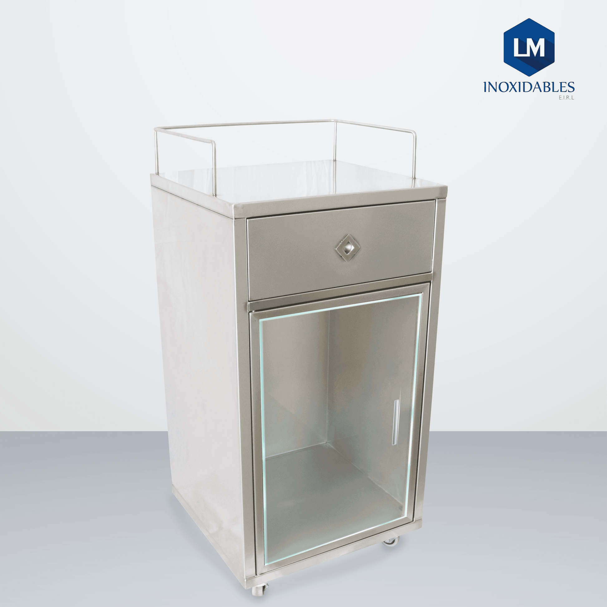 Mesa con Vitrina y Cajón - LM Inoxidables